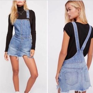 Free People Denim Skirt Overalls Sz 4